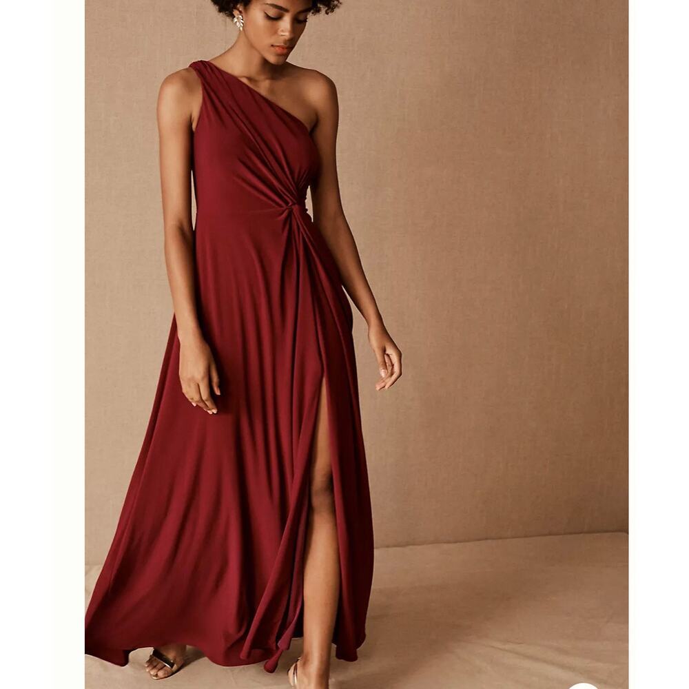 BHLDN Womens Brixen One-Shoulder Maxi Dress Maroon Size 12